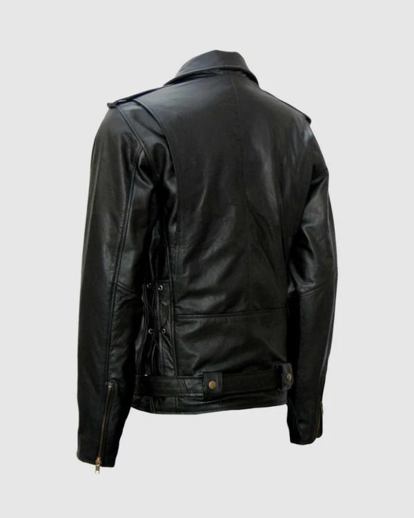 Black Leather Motorcycle Jacket - Image 2