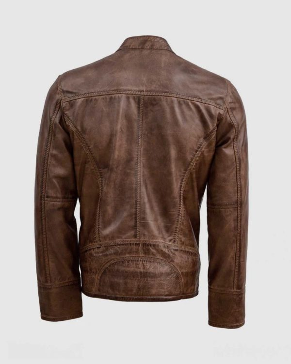 Brown Leather Waxed Jacket - Image 2