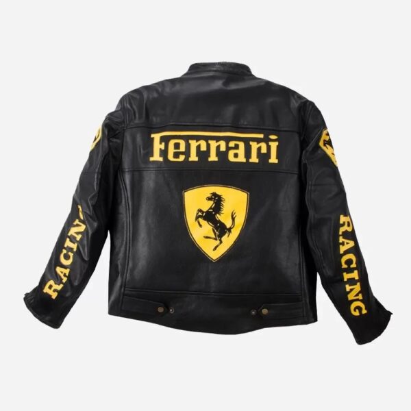 Ferrari Black Leather Motorcycle Jacket - Image 2