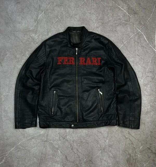 Ferrari 90s Vintage Racing Leather Black Jacket
