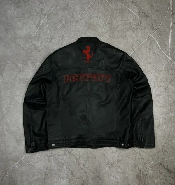 Ferrari 90s Vintage Racing Leather Black Jacket - Image 2