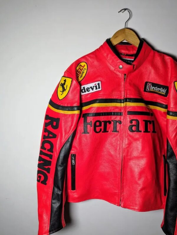 Ferrari Formula 1 Retro Racing Leather Jacket - Image 3