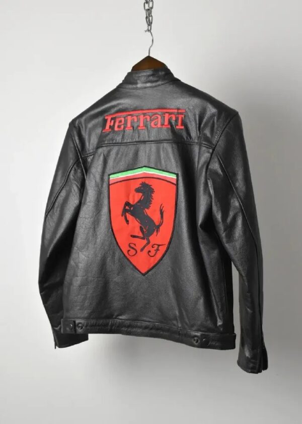 Ferrari Matt Black Racing Leather Jacket - Image 2