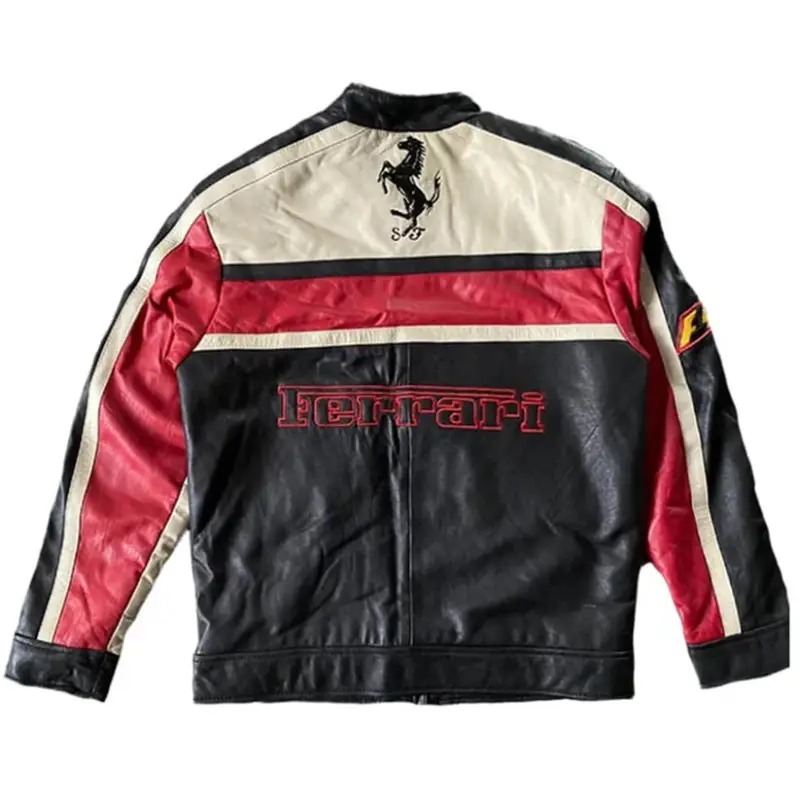Ferrari Racing Biker Leather Jacket