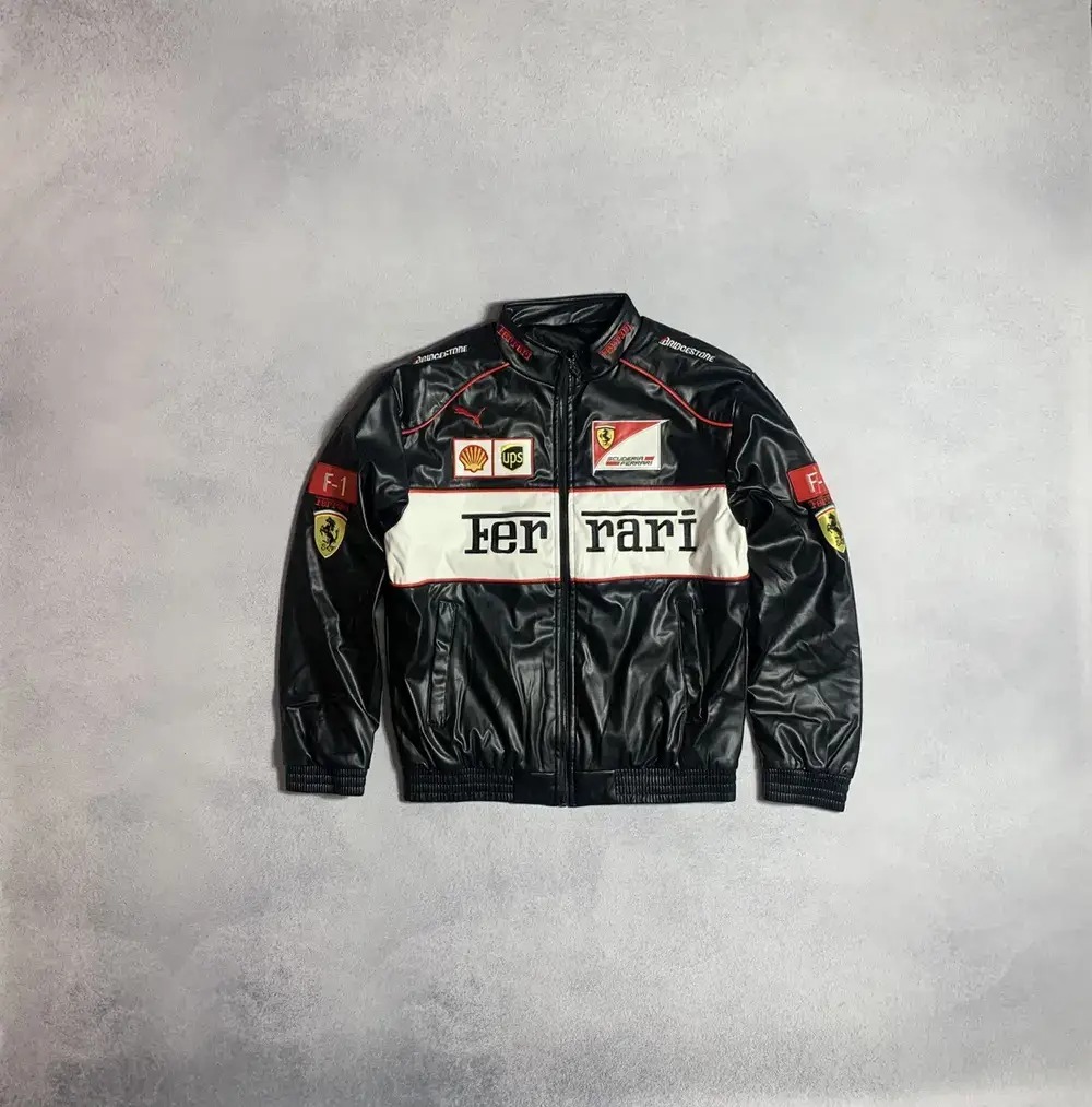 Ferrari Vintage Big Logo Y2K F1 Racing Leather Jacket