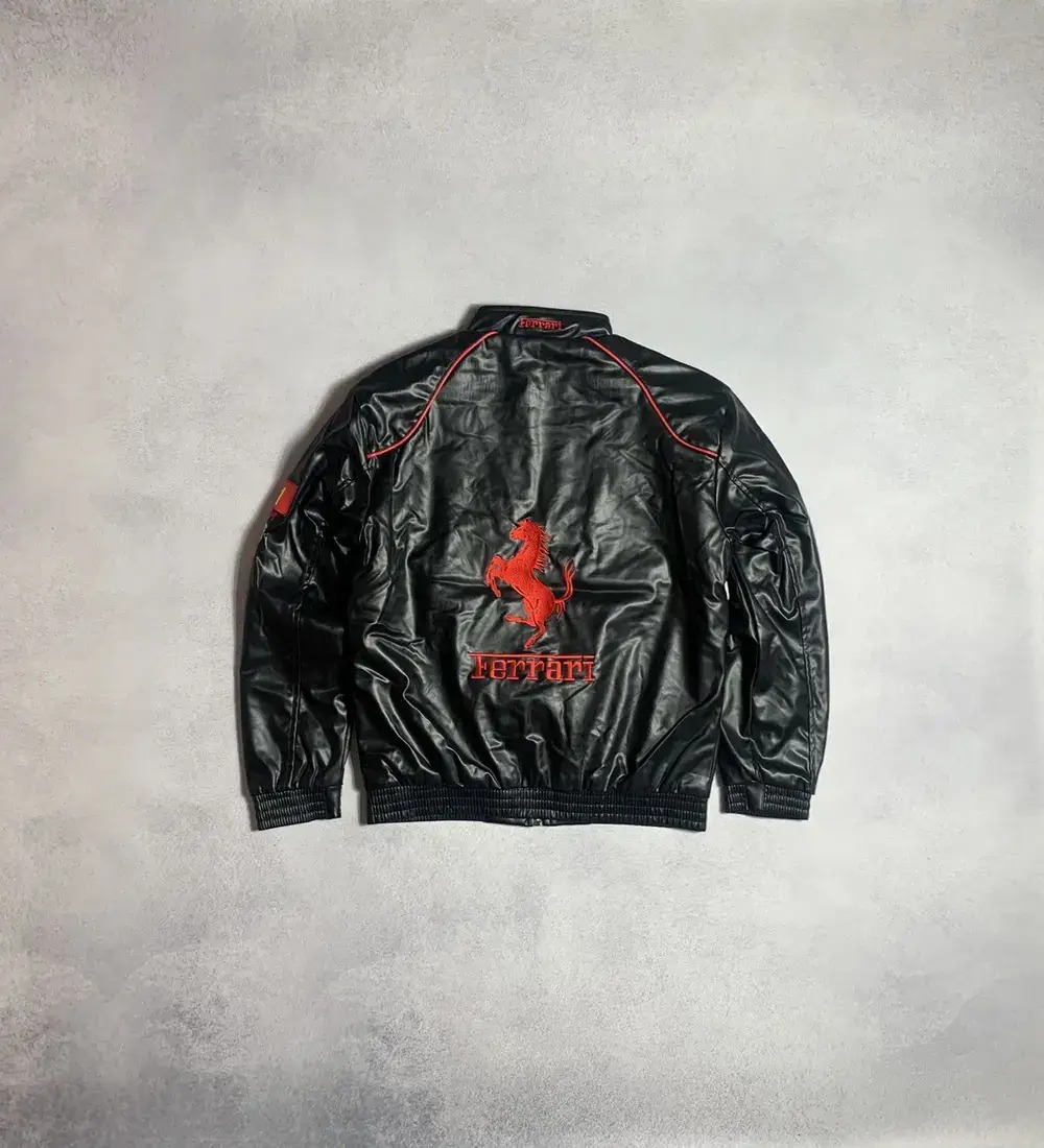Ferrari Vintage Big Logo Y2K Racing Leather Jacket