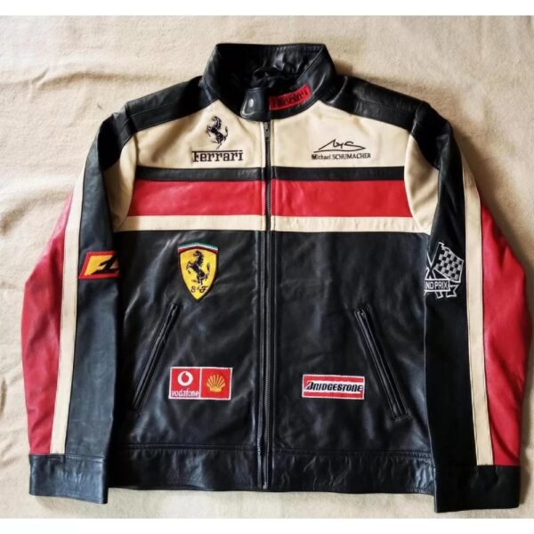 Ferrari Motorbike Black Leather Jacket