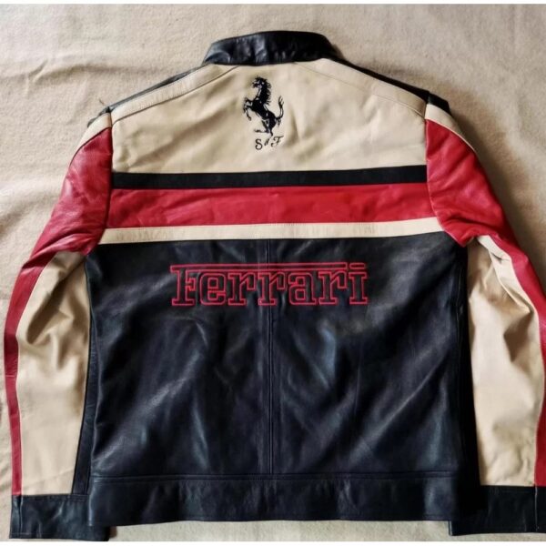 Ferrari Motorbike Black Leather Jacket - Image 2