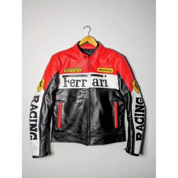 Ferrari Red and Black Leather Jacket
