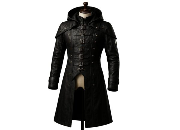 Gothic Leather Trench Coat