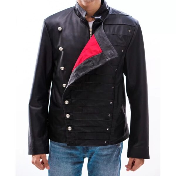 Men Vintage Military Parade Leather Jacket