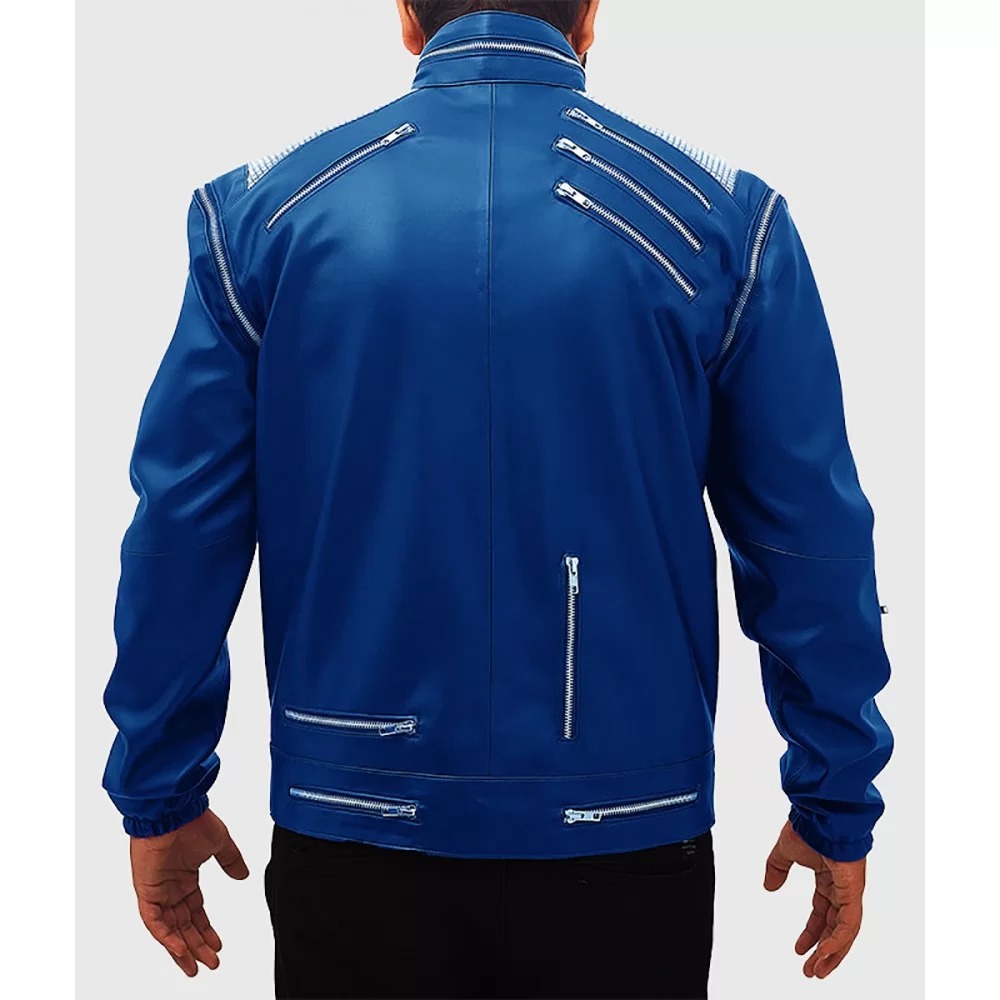 Michael Beat It Blue Leather Jacket