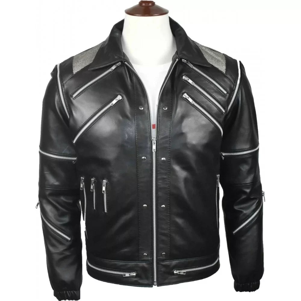 Michael Jackson Beat It Black Real Leather Jacket