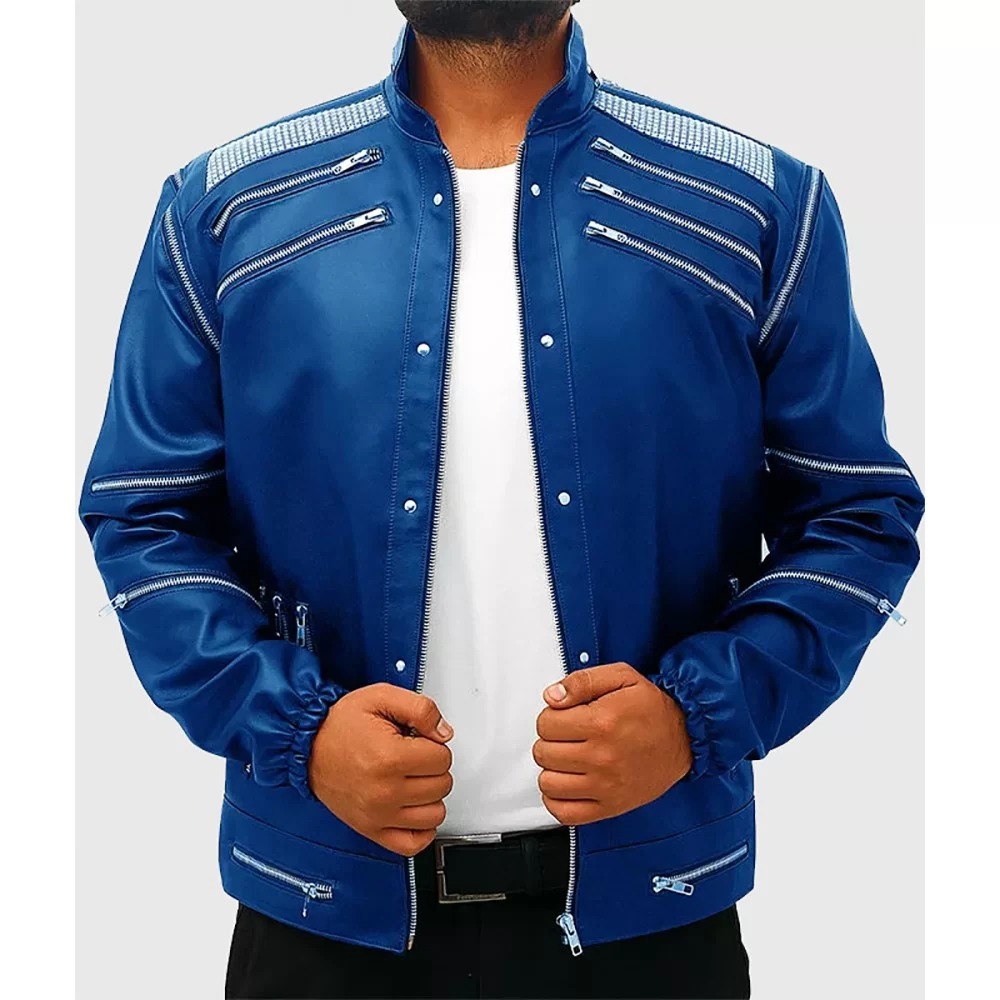 Michael Jackson Beat It Blue Leather Jacket