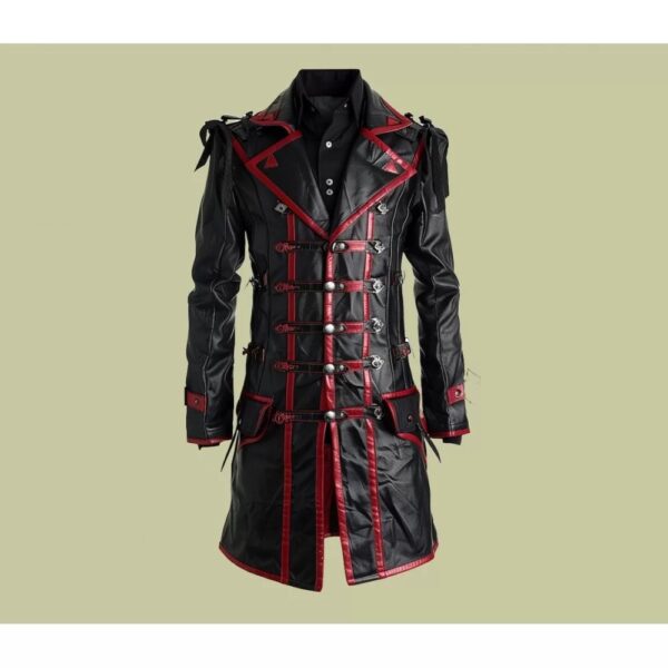 Real Leather Men Black Trench Coat