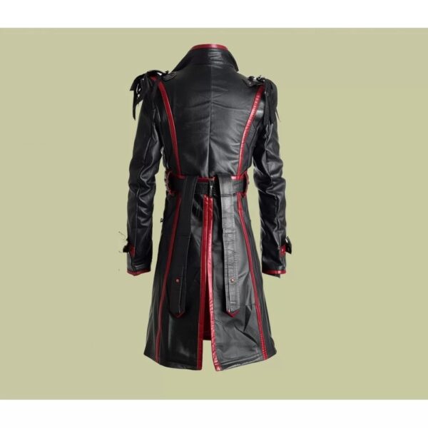 Real Leather Men Black Trench Coat - Image 2