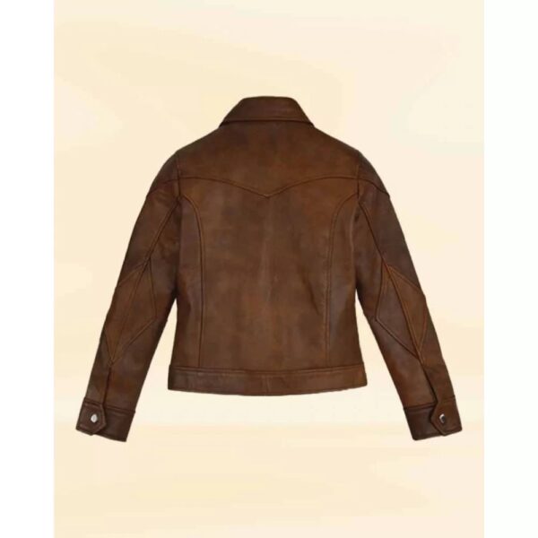 Selena Gomez Brown Leather Jacket - Image 2