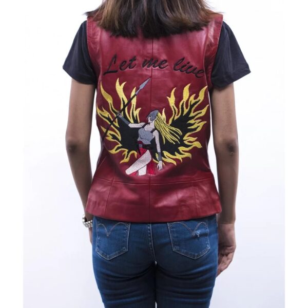 Women Resident Evil 2 Claire Redfield Red Leather Vest - Image 2