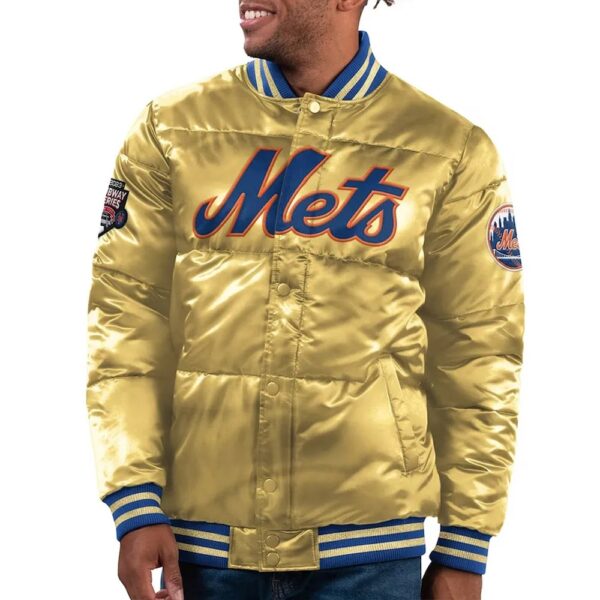NY Mets Cooperstown Bronx Puffer Satin Jacket - Image 2