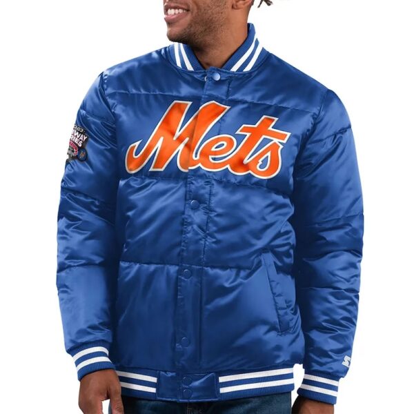 NY Mets Cooperstown Bronx Puffer Satin Jacket