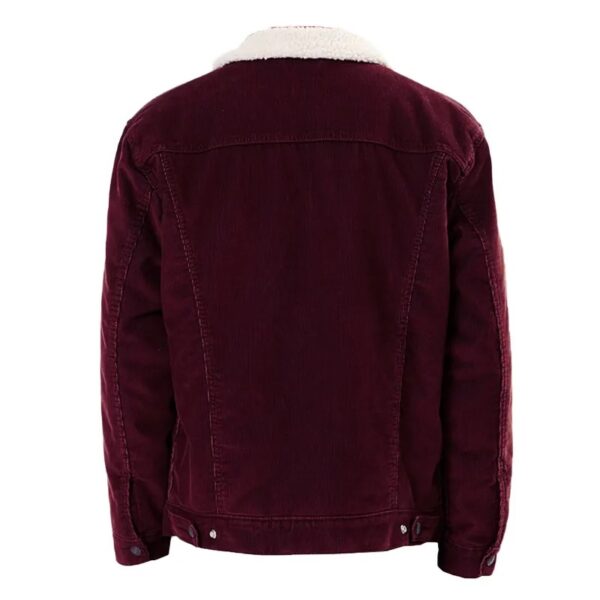 Burgundy Sherpa Trucker Cord Western Jacket - Image 2