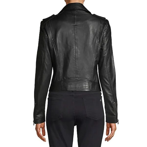 Womens Donna Leather Biker Jacket - Image 2