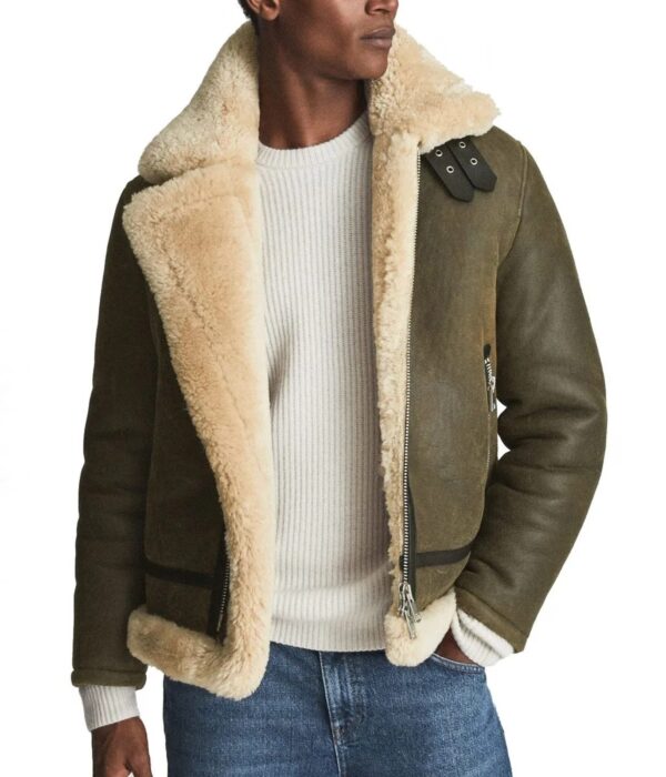Men Hardy A21 Flight Aviator Shearling Leather Jacket - Image 3