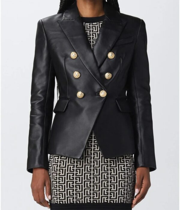 Laysla De Oliveira Locke & Key Black Leather Blazer - Image 2