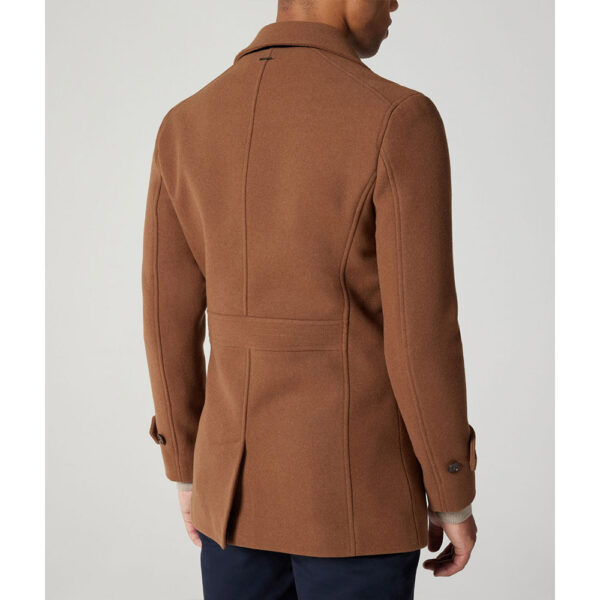Men Brown Wool Peacoat - Image 2