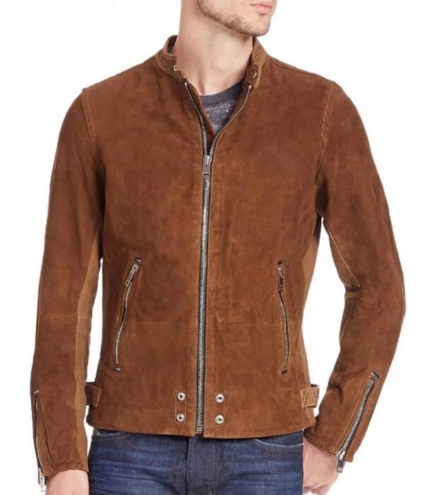 Men Brown Suede Leather Jacket
