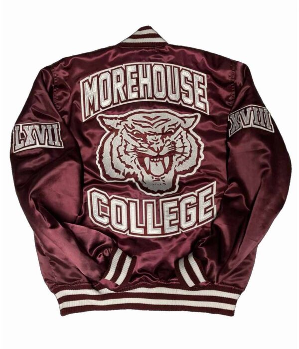 Men Morehouse College Maroon Bomber Jacket - Image 2