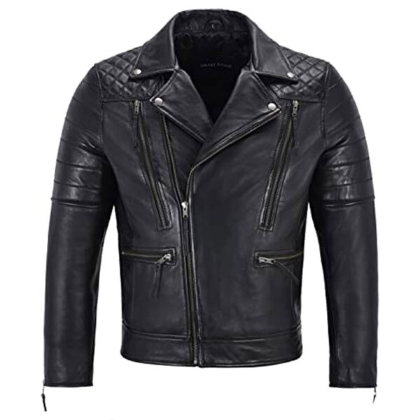 Mens Biker Napa Lambskin Leather Jacket