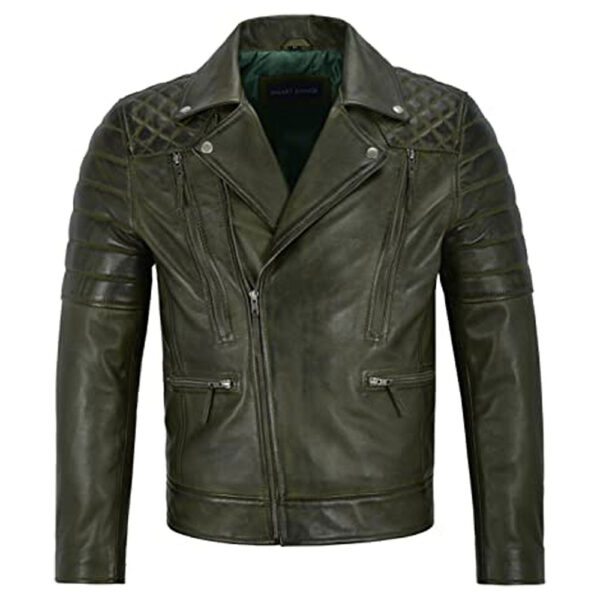 Mens Biker Napa Lambskin Leather Jacket - Image 2