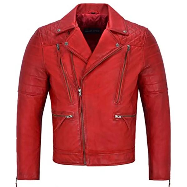 Mens Biker Napa Lambskin Leather Jacket - Image 3