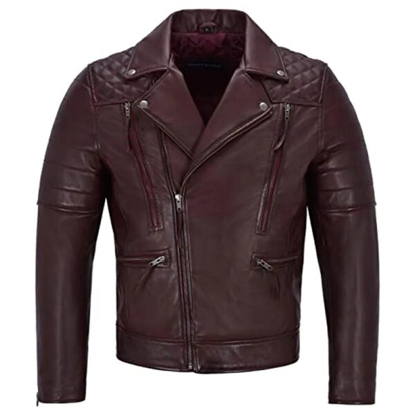 Mens Biker Napa Lambskin Leather Jacket - Image 4