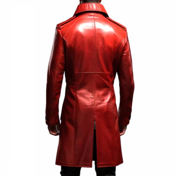 Men 100% Red Real Leather Coat - Image 2