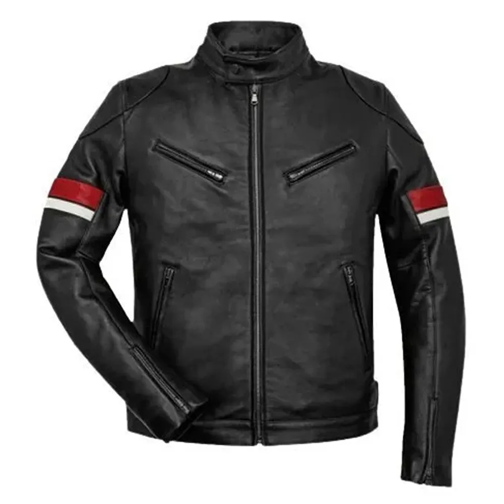 mens striped cafe racer jacket