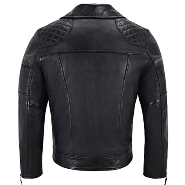 Mens Biker Napa Lambskin Leather Jacket - Image 5