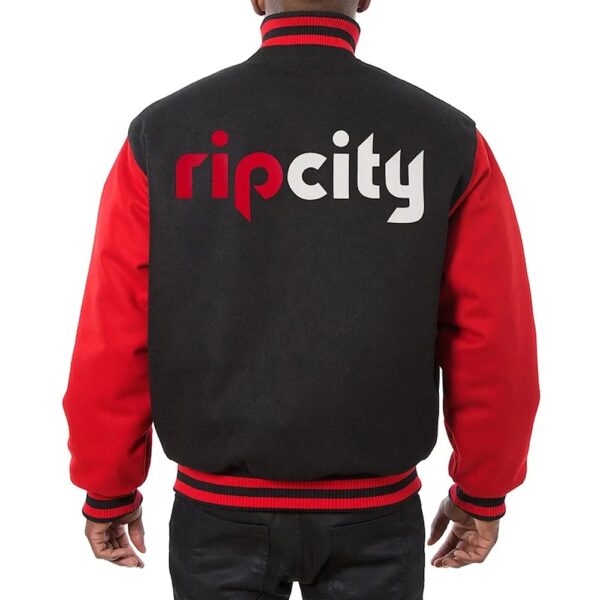 Portland Trail Blazers Black and Red Wool Varsity Jacket - Image 2