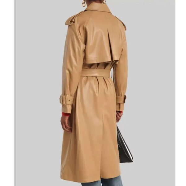 Taylor Swift Brown Leather Trench Coat - Image 3