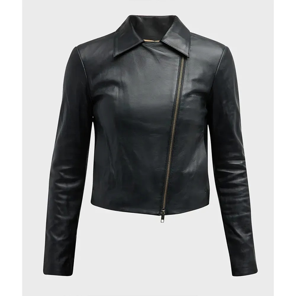 vince womens zip front leather jacket
