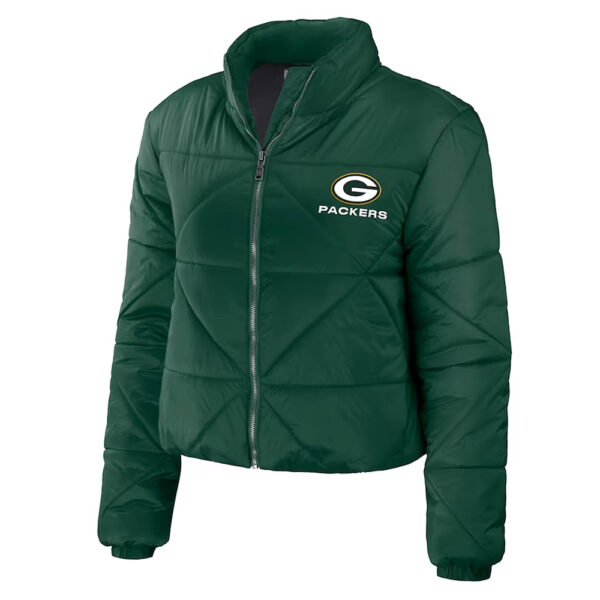 Women Green Bay Packers Puffer Cropped Jacket