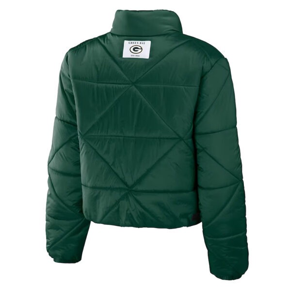 Women Green Bay Packers Puffer Cropped Jacket - Image 2