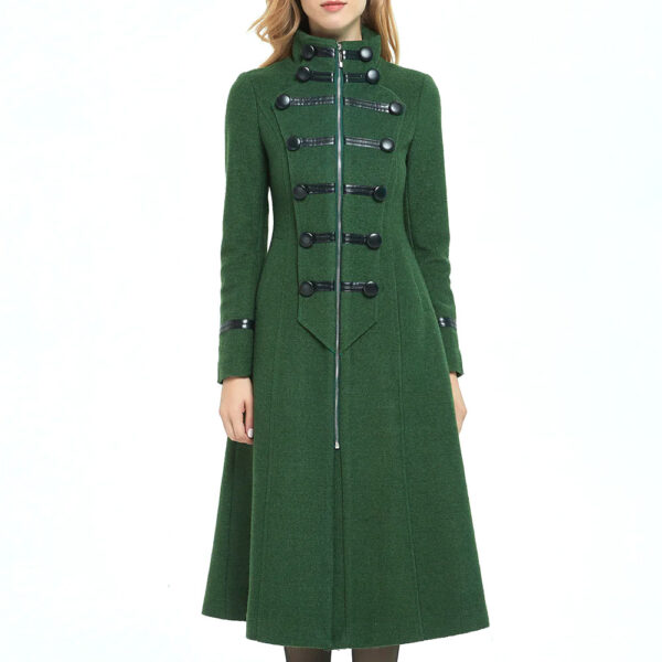 womens military style green wool coat