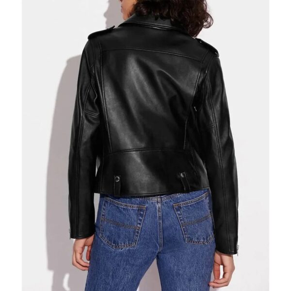 Women C Moto Leather Jacket - Image 3