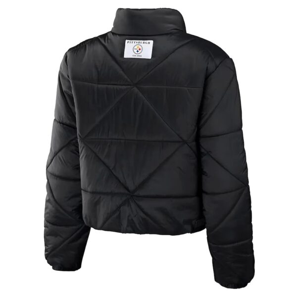 Women Pittsburgh Steelers Puffer Cropped Jacket - Image 2