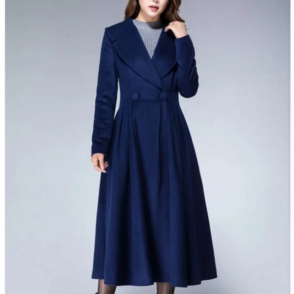 Women 1950s Princess Maxi Wool Coat - Image 3