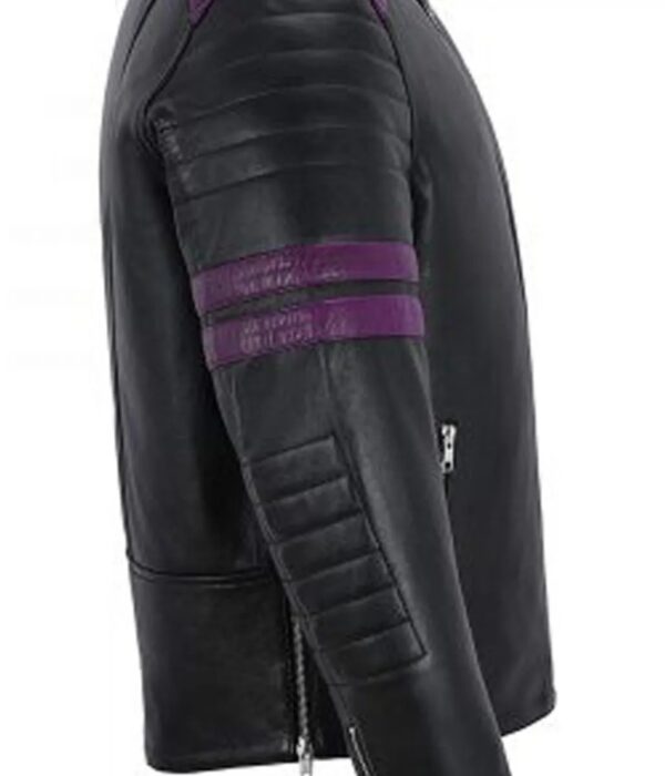 Fight Club Black and Purple Leather Biker Jacket - Image 3