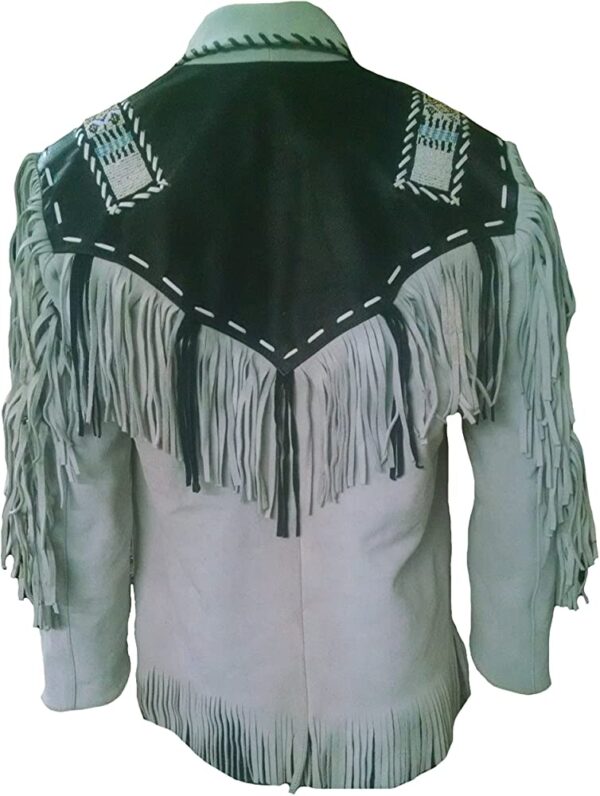 Men's Western Cowboy Fringed Leather Jacket - Image 2