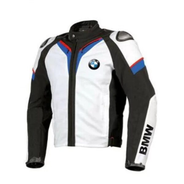 BMW White Safety Motorcycle Racing Leather Jacket